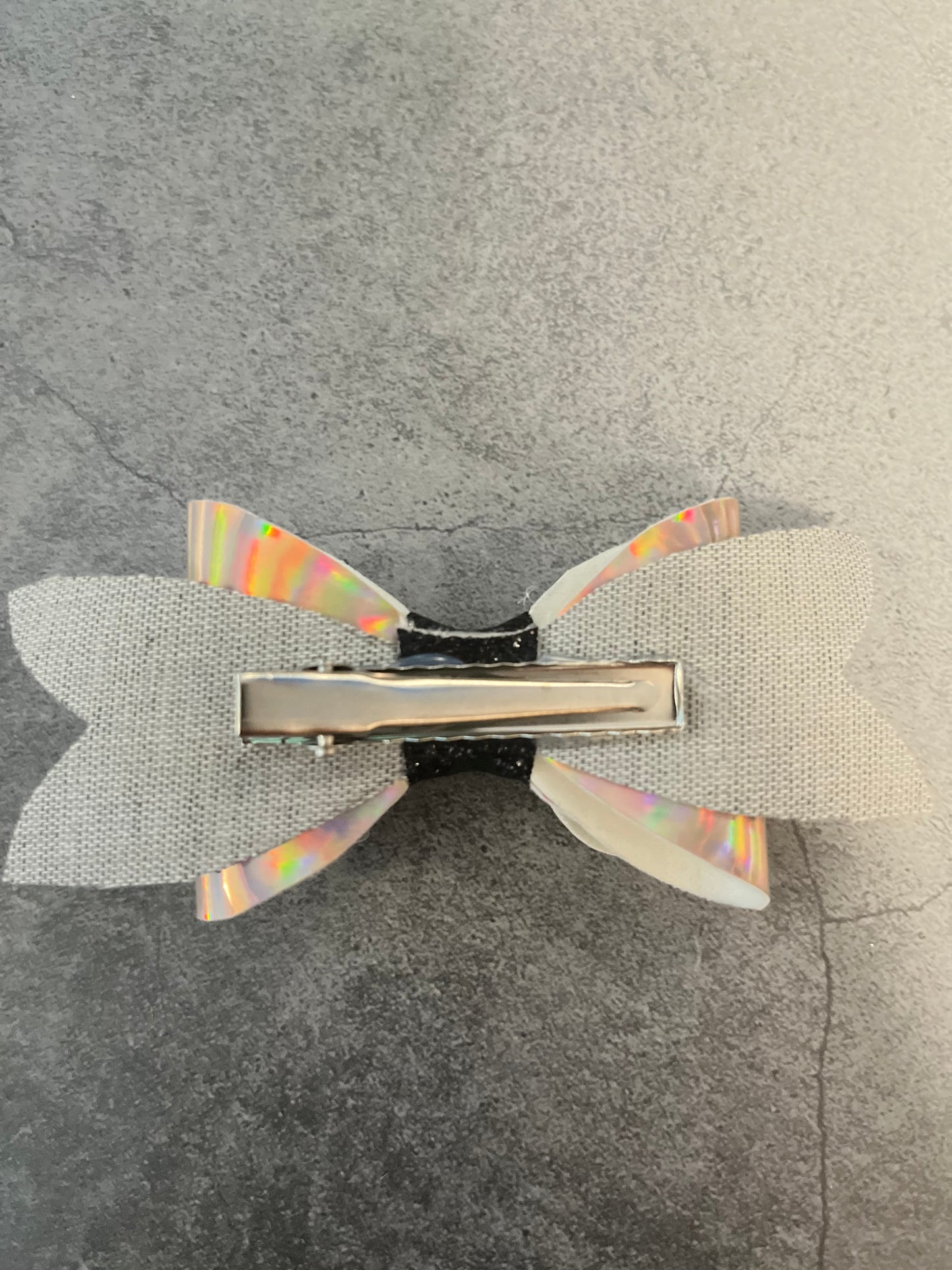 Handmade Hair Bow - Mermaid Iridescent/ Black