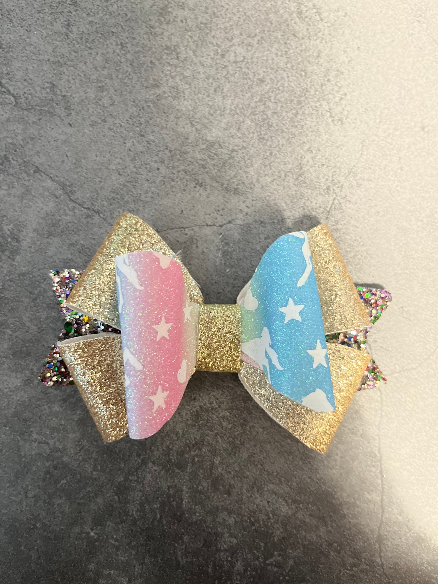 Handmade Hair Bow - Unicorn/ Gold