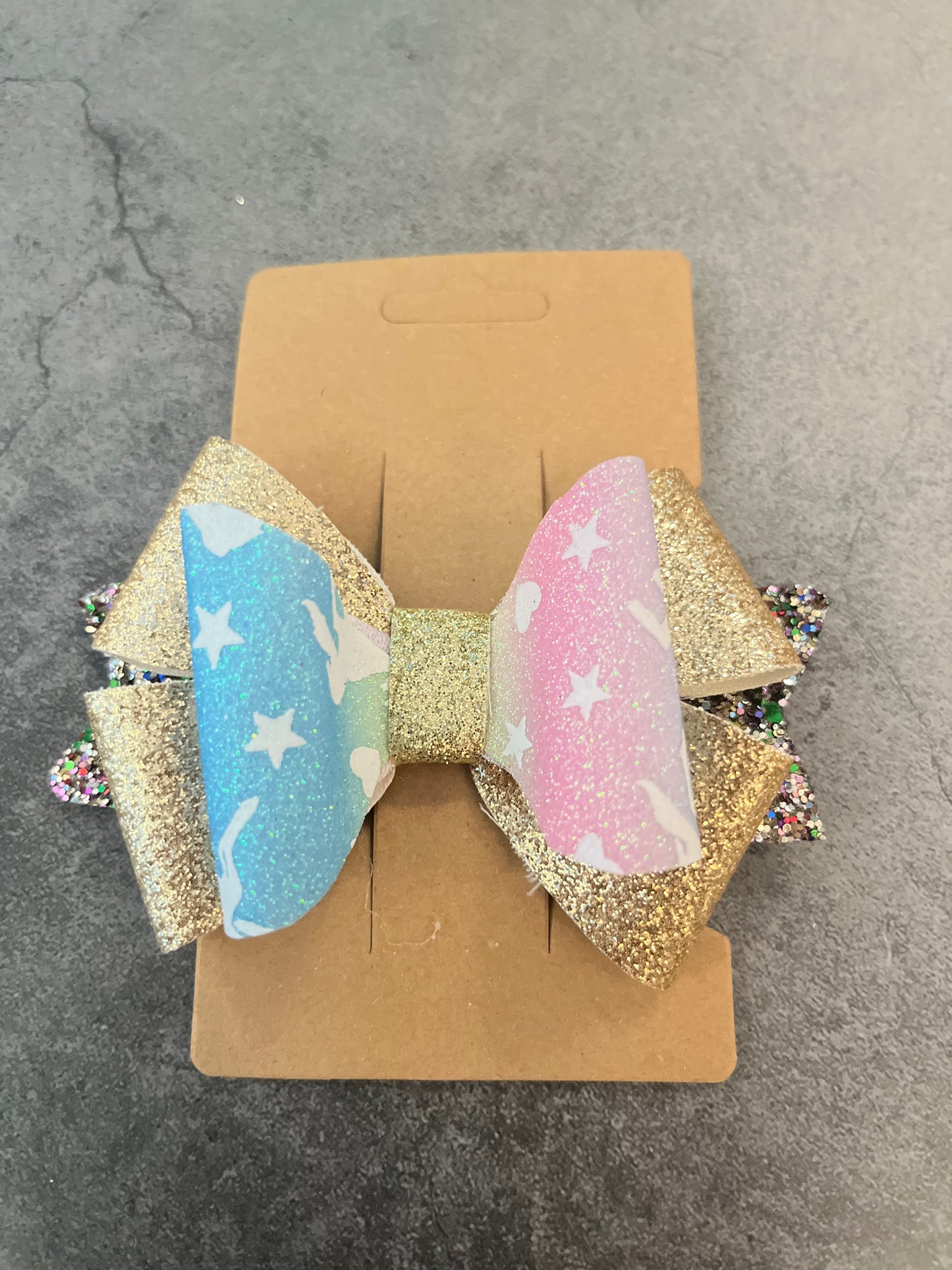 Handmade Hair Bow - Unicorn/ Gold