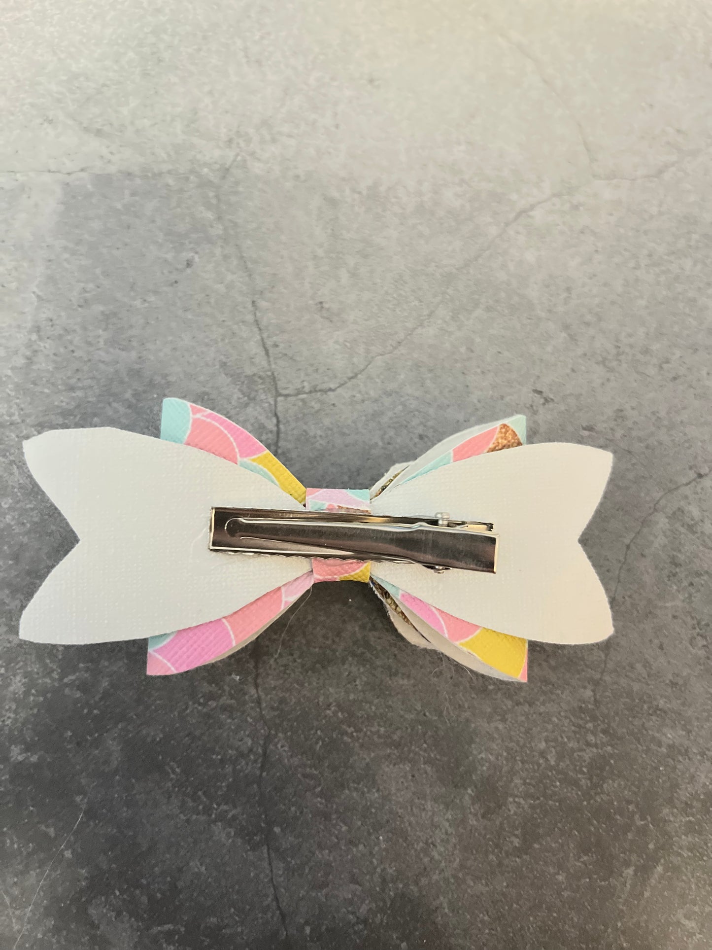 Handmade hair Bow - Mermaid Rose Gold/ Blue