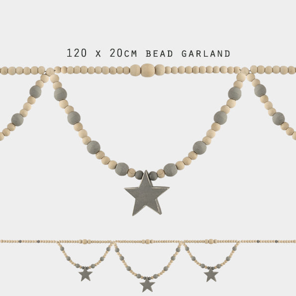 Bead Swag Garland - Natural & Grey