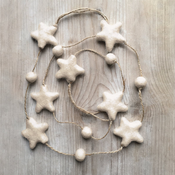 Cream Star Felt Garland