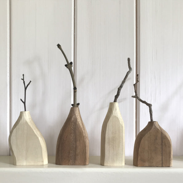 Hand Carved Vase - Pale Wood