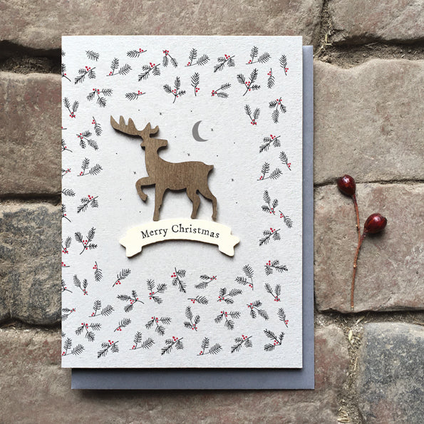 Wooden Stag Christmas Card