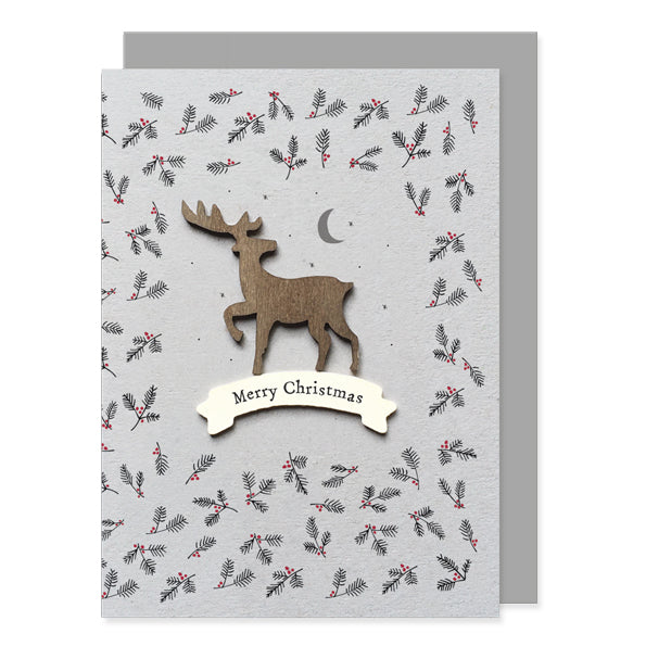 Wooden Stag Christmas Card