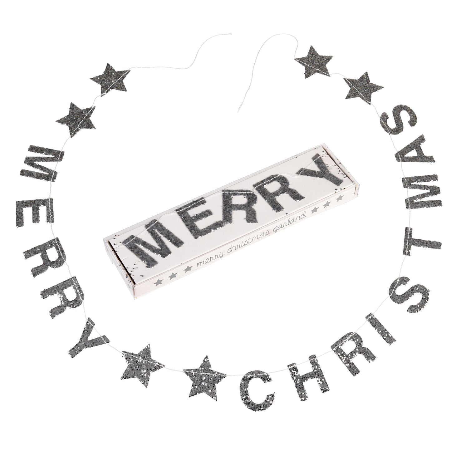 Silver Merry Christmas Garland