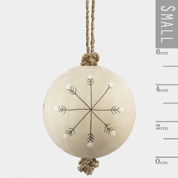 Wood Bauble - Snowflakes