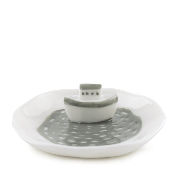 Porcelain Dish - Boat on Lake