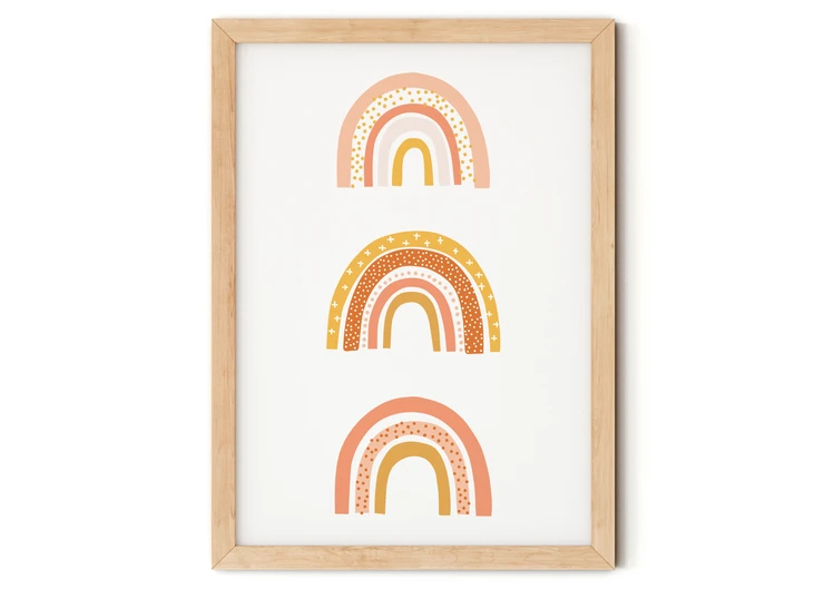 Earth Tones Rainbow Trio Print Nursery Wall Art A4