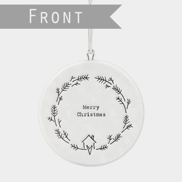 Flat Porcelain Bauble - Wreath