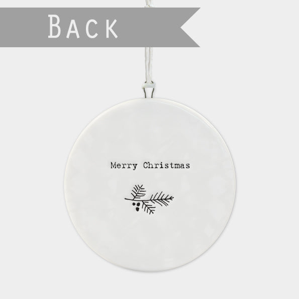 Flat Porcelain Bauble - Wreath