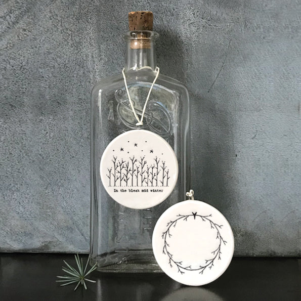Flat Porcelain Bauble - Bleak Midwinter