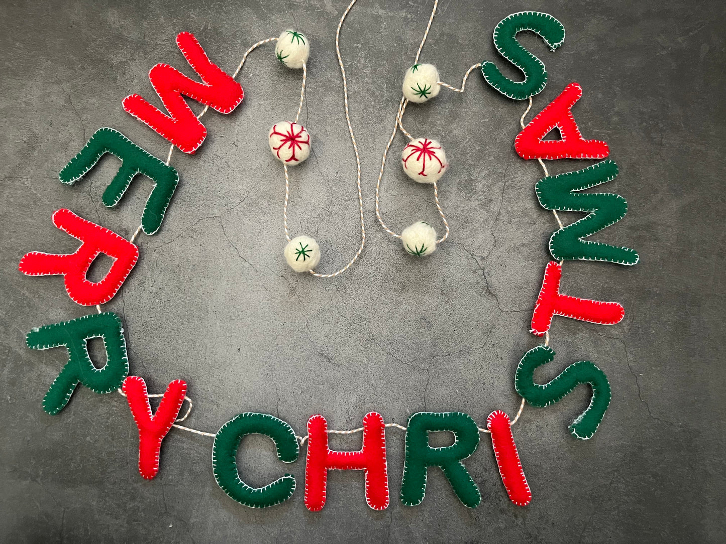 Hand-Made Merry Christmas Garland