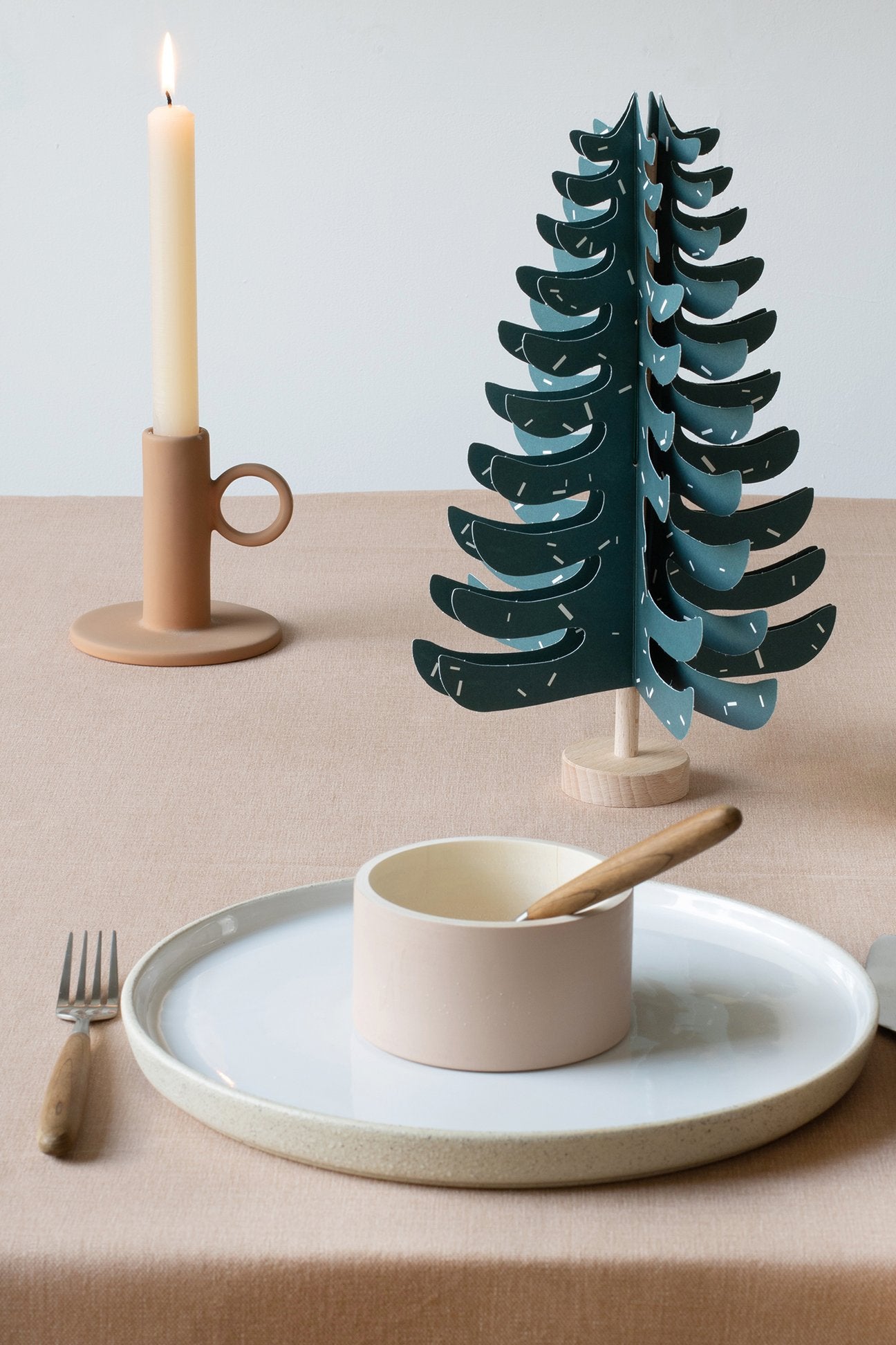 FIR - wood and paper DIY tree decoration in dark green