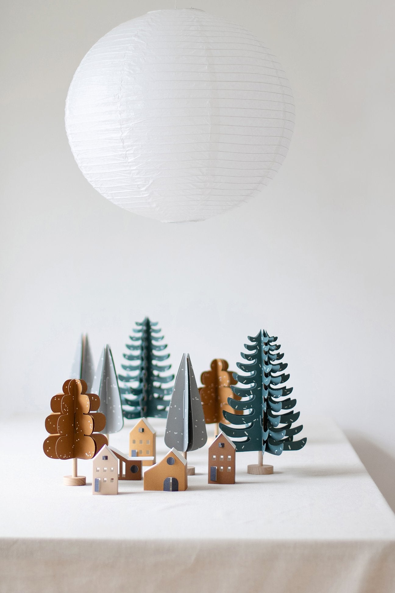 FIR - wood and paper DIY tree decoration in dark green
