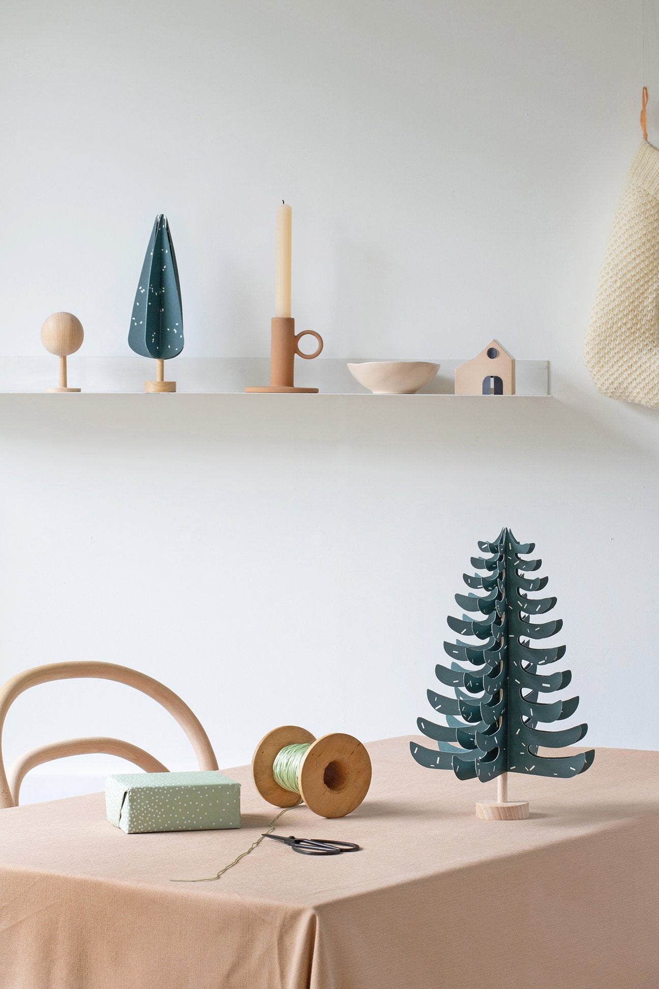 FIR - wood and paper DIY tree decoration in dark green