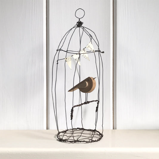Naive Bird Rusty Wire Cage - Large
