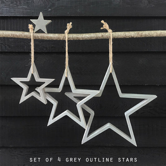 Hanging Outline Star Set - Grey