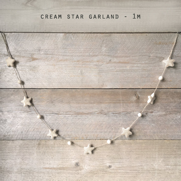 Cream Star Felt Garland