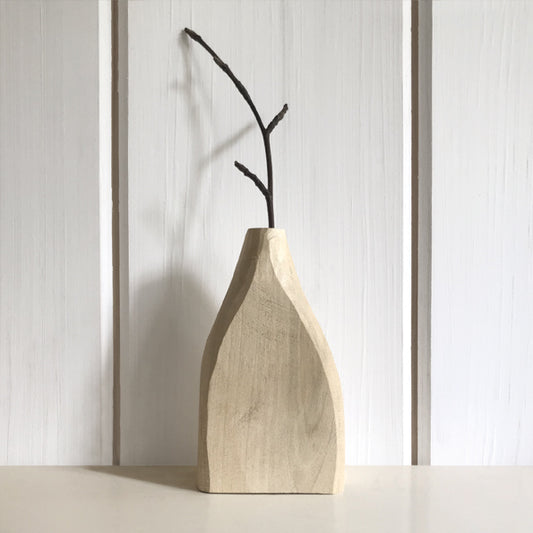 Hand Carved Vase - Pale Wood