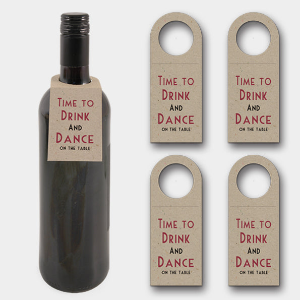 Four Wine Bottle Tags - Time to drink