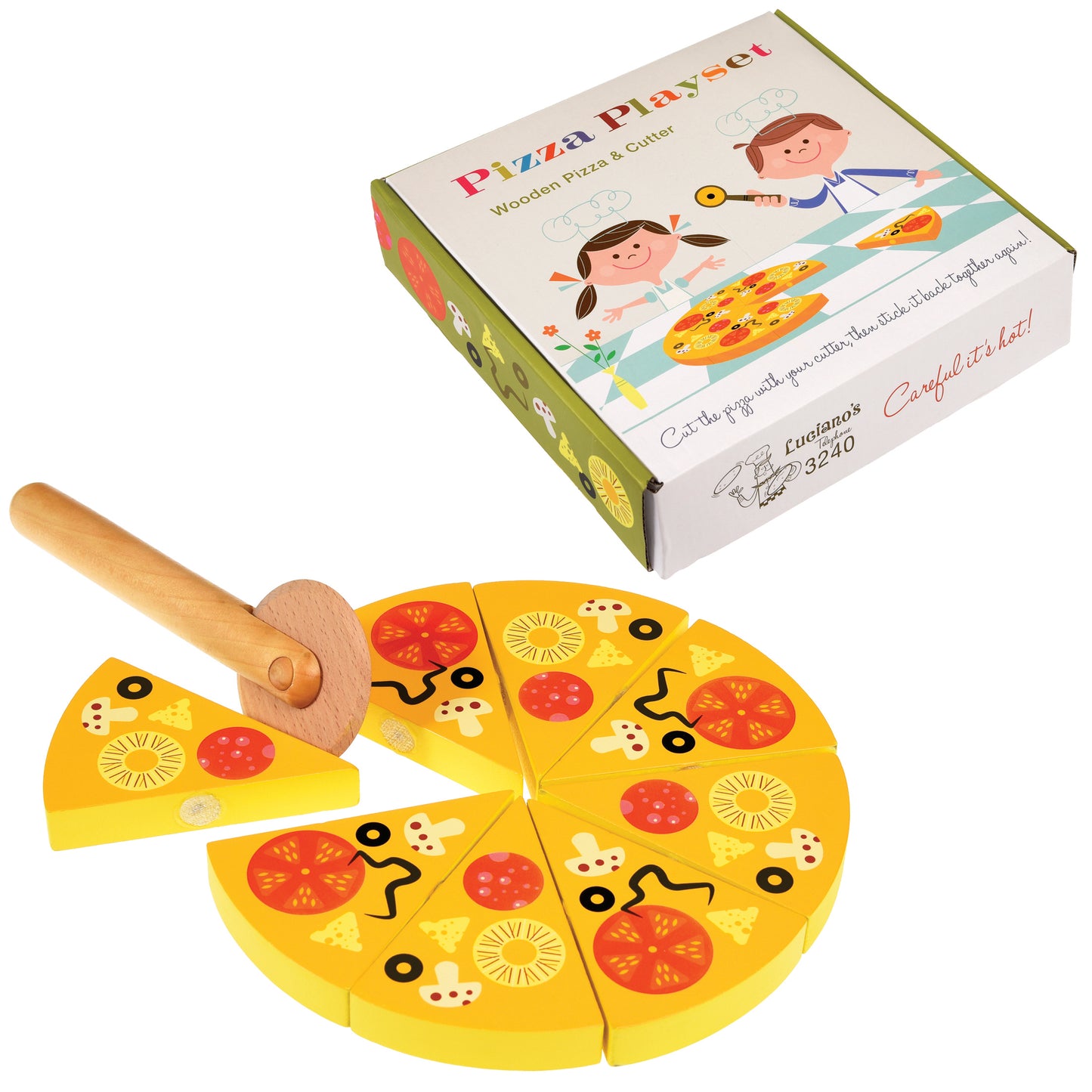 Wooden Toy Pizza in a Box