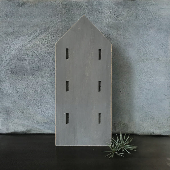 Wood Town House - Tall Grey