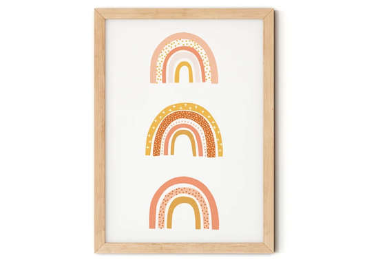 Earth Tones Rainbow Trio Print Nursery Wall Art A4