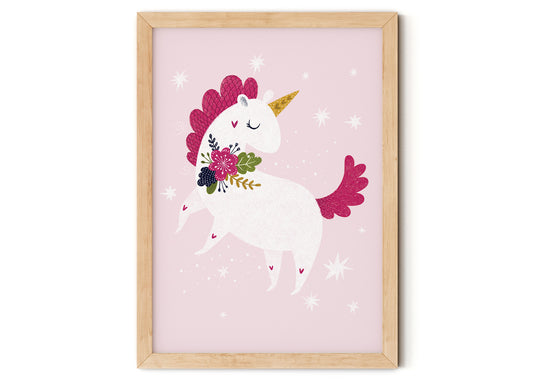 Floral Unicorn Print A4