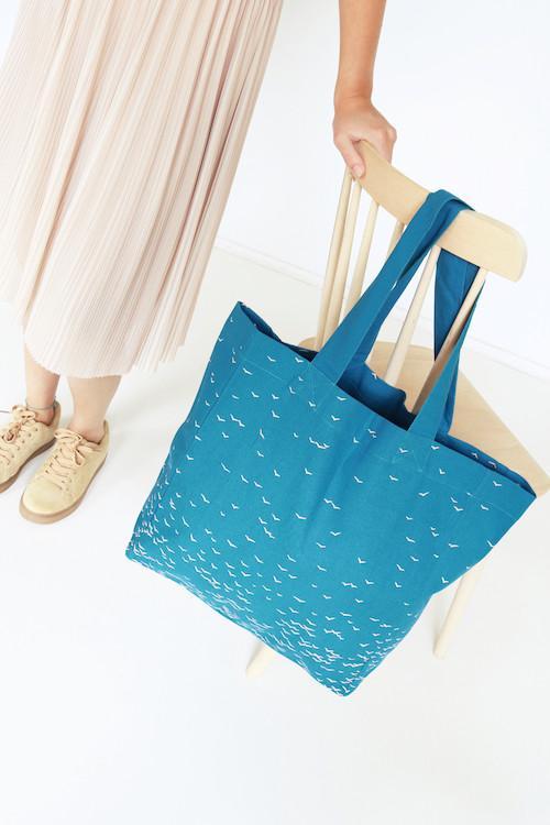 SKY - large fairtrade, organic cotton tote bag in blue