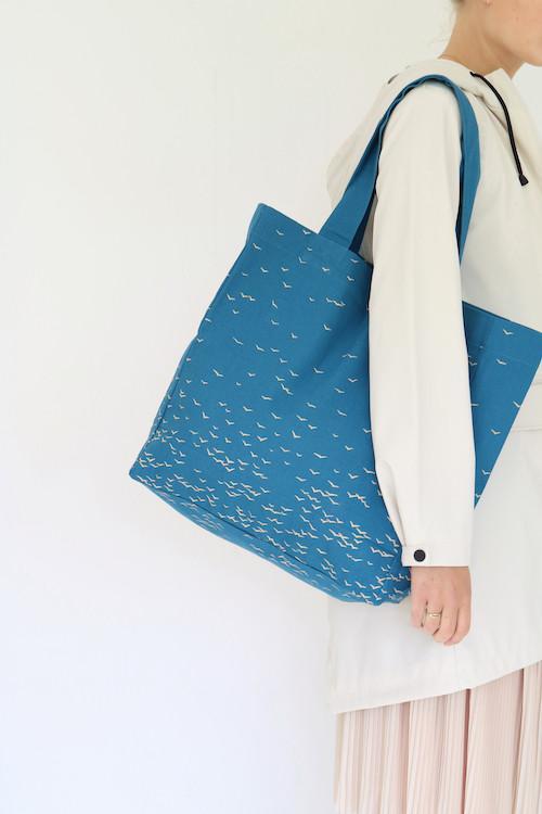 SKY - large fairtrade, organic cotton tote bag in blue