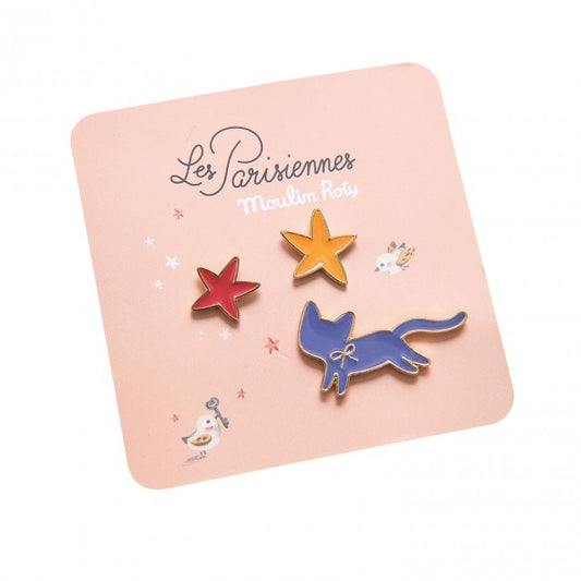 Set of 3 pins - Cat Les Parisiennes